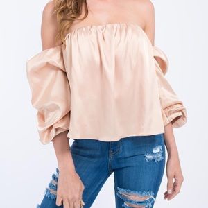 ✨✨SALE✨✨Boho Satin Off-Shoulder Top